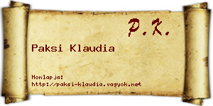 Paksi Klaudia névjegykártya